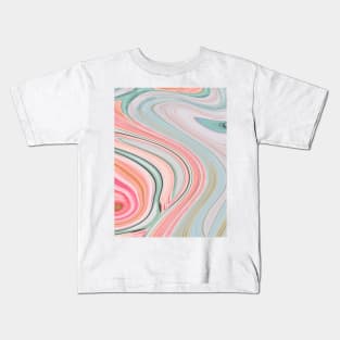 preppy girly chic marble pattern pastel  pink mint swirls Kids T-Shirt